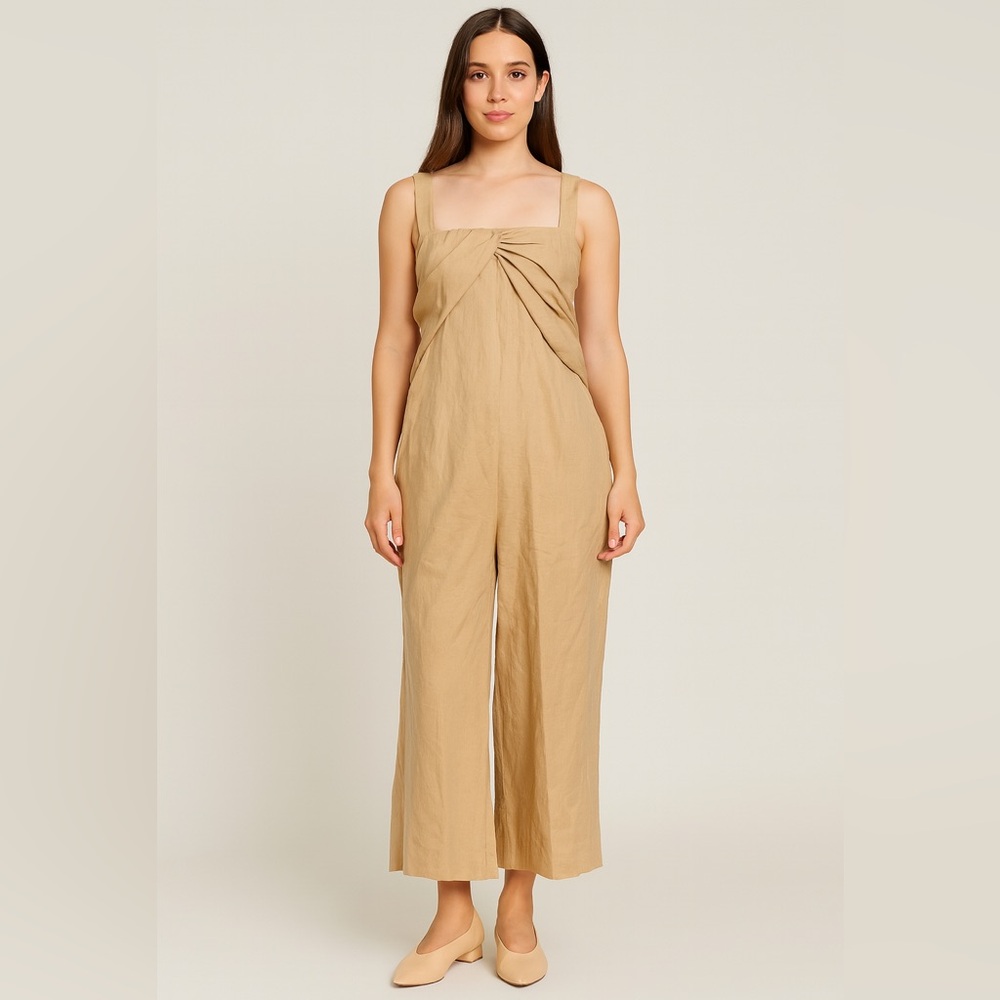 COS Tan Twist Front Wide Leg Jumpsuit Khaki Size 4 NWT Elegant Chic